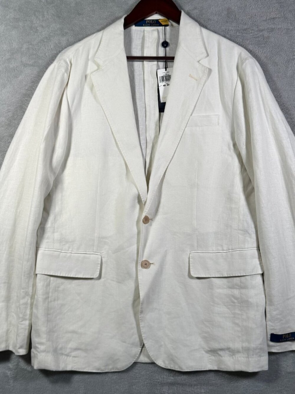 Polo Ralph Lauren Suit Jacket Mens 40R Cream Linen Modern Fit 2 Button Vented